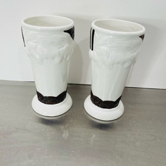 2 Oreo Cookie Milkshake Ceramic Glasses with Recipe by Houston Harvest 6.75" - Picture 4 of 6